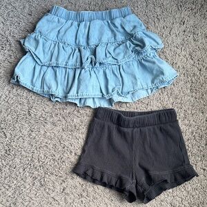 jumping beans Light Blue Ruffle Skirt and Black Ribbed Shorts Set